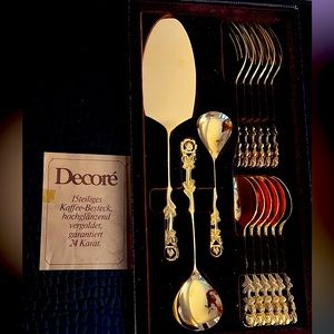 German 15 pc Coffee Flatware 24k gold plated